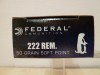 FEDERAL CALIBRE 222R SOFT POINT 50gr 3,24 g