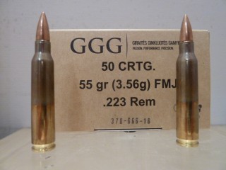 CARTOUCHE GGG CALIBRE 223R (5,56x45 ) FMJ 55 GRS