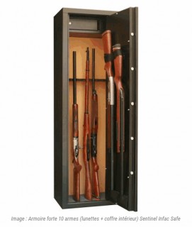 ARMOIRE FORTE 10 ARMES (LUNETTES + COFFRE INTÉRIEUR) SENTINEL INFAC SAFE