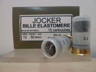 CARTOUCHE 12/50 BILLE ELASTOMERE JOCKER