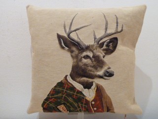 COUSSIN TOILE TETE DE CERF ECUSSON EPAULE