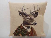 COUSSIN TOILE TETE DE CERF ECUSSON EPAULE
