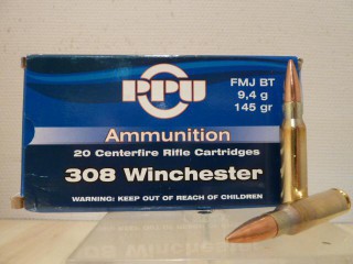 CARTOUCHE PARTIZAN CALIBRE 308 WINCHESTER 145GR FMJ BT