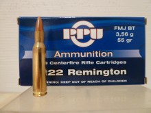 PARTIZAN CALIBRE 222REM  FMJ  55 GRAINS